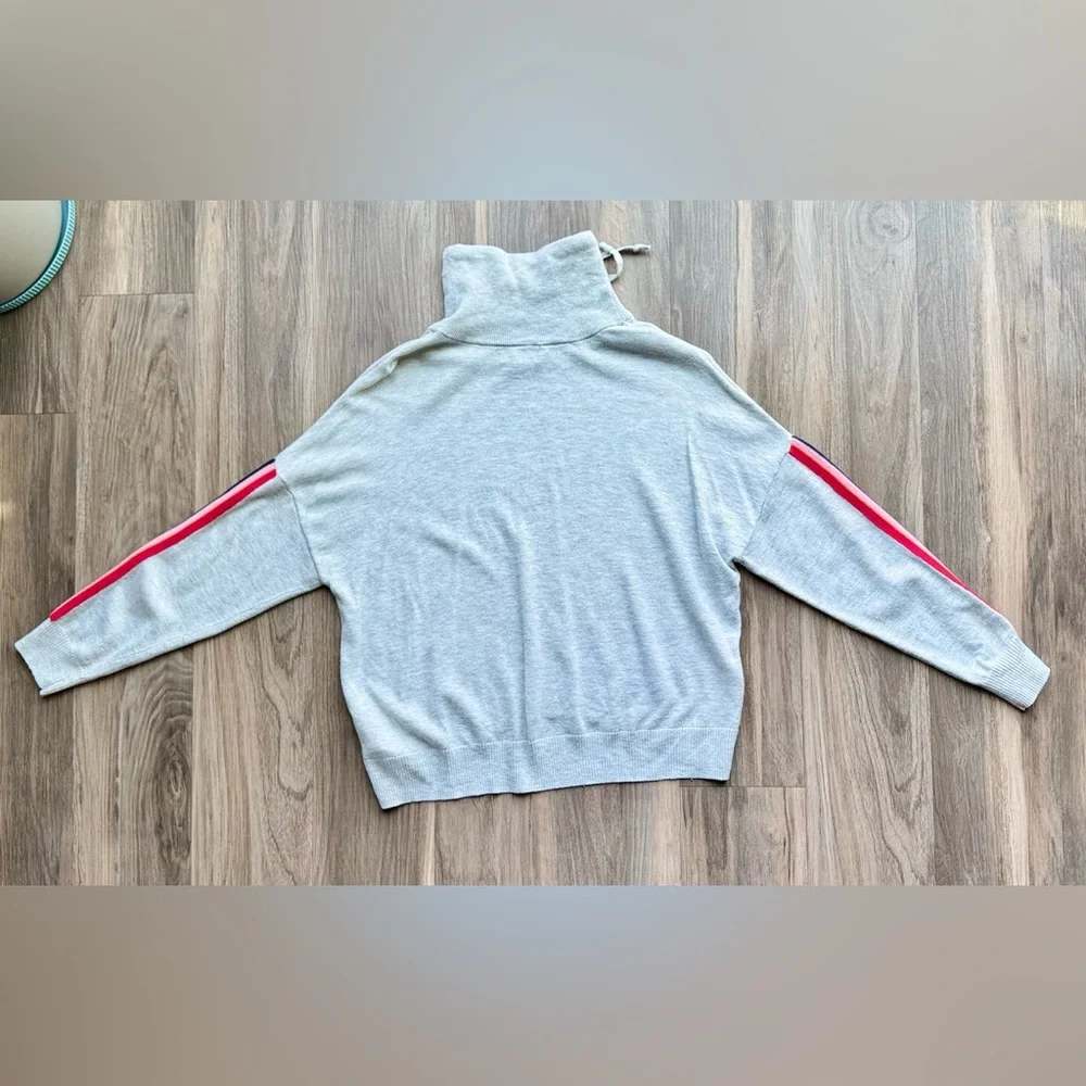 Love‎ by Gap Stripe Lurex Turtleneck Sweater Merino Blend Gray M